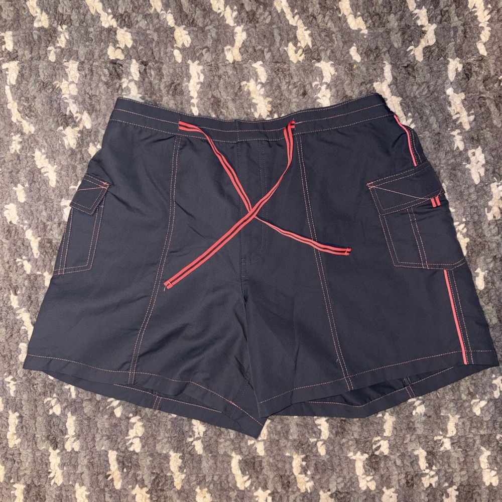 BCG Men's Black Board Shorts with Red Details - szL (P22)